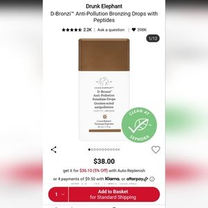 Drunk Elephant D-Bronzi Anti-Pollution Bronzing Drops with Peptides